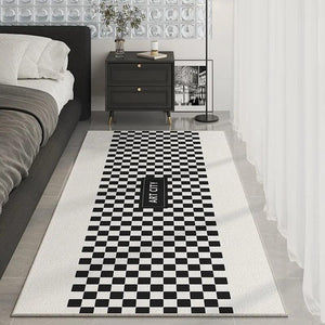 Art Checkerboard Rug Comfortable Soft Bedroom Rugs Luxury Living Room Decoration Carpet Abstract Black Beige Balcony Carpets 양탄자