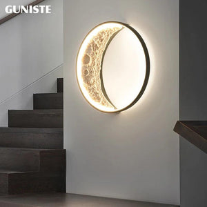 Art crescent porch corridor wall lamp post modern bedroom living room background wall moon lamp creative moon decorative lamp