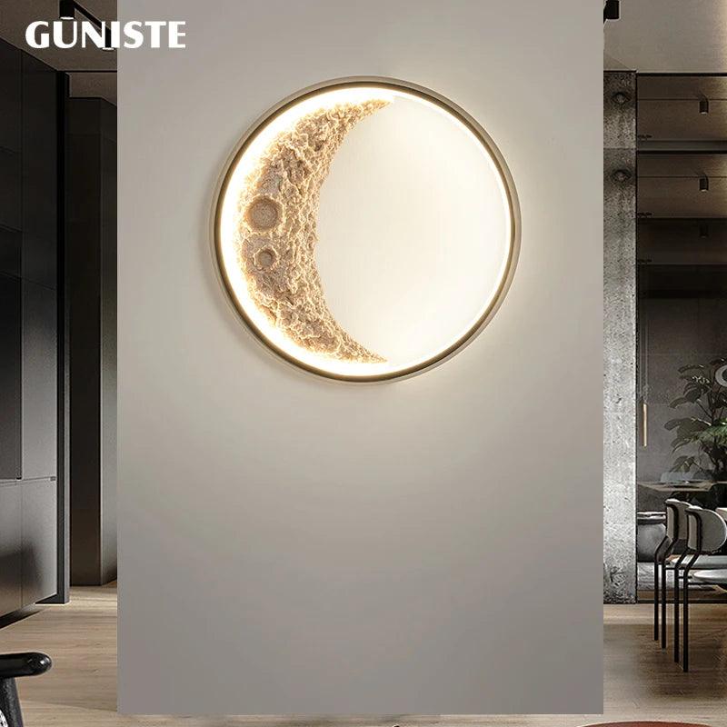 Art crescent porch corridor wall lamp post modern bedroom living room background wall moon lamp creative moon decorative lamp