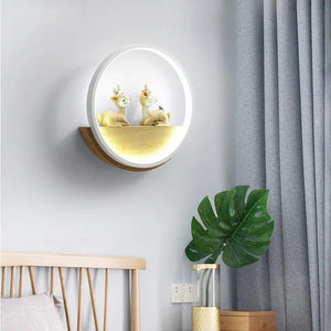 Artpad Wall Light LED Nordic Wooden Lamp for Children Kids Room 19W Deer Lamps Bedroom Children's Wall Sconce Wall Decor