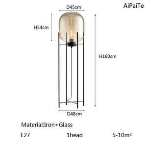 BOSSEN grey iron glass floor lamp, dining room bedroom office modern chandelier.