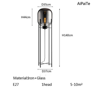 BOSSEN grey iron glass floor lamp, dining room bedroom office modern chandelier.