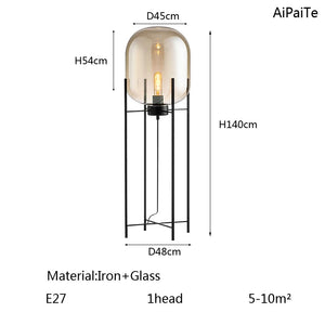 BOSSEN grey iron glass floor lamp, dining room bedroom office modern chandelier.