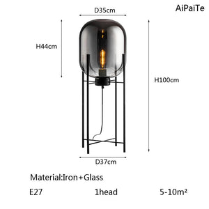 BOSSEN grey iron glass floor lamp, dining room bedroom office modern chandelier.