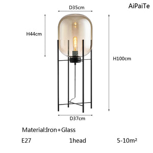 BOSSEN grey iron glass floor lamp, dining room bedroom office modern chandelier.