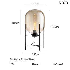 BOSSEN grey iron glass floor lamp, dining room bedroom office modern chandelier.