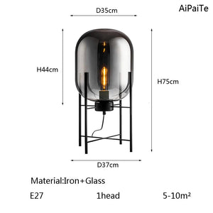 BOSSEN grey iron glass floor lamp, dining room bedroom office modern chandelier.