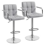 BOUSSAC MART 2pcs Faux Leather Swivel Bar Stools For Home Counter, White