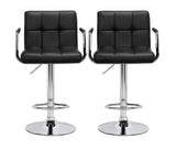 BOUSSAC MART 2pcs Faux Leather Swivel Bar Stools For Home Counter, White