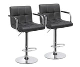 BOUSSAC MART 2pcs Faux Leather Swivel Bar Stools For Home Counter, White