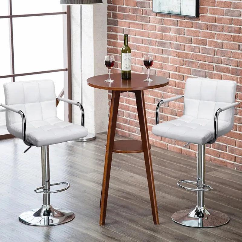 BOUSSAC MART 2pcs Faux Leather Swivel Bar Stools For Home Counter, White