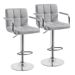 BOUSSAC MART 2pcs Faux Leather Swivel Bar Stools For Home Counter, White