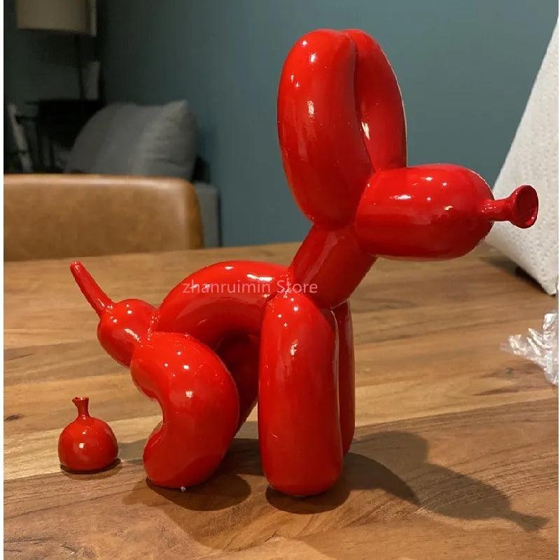 Balloon Dog Doggy Poo Statue Resin Animal Sculpture Home Decoration Resin Craft Office Decor Standing black gold