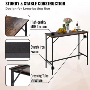 Bar Table Set, 39" Bar Table and Chairs Set, Pub Table Set w/ 2 Stools, Steel Frame Counter Height Dining Sets, 3 Piece Sa