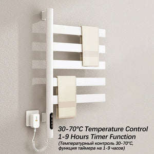 Bathroom Accessories Black Electric Towel Rack Smart Touch Temperature Timing Towel Warmer Rotatable Electric Heated Towel Rail