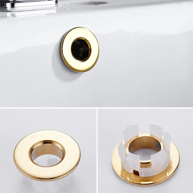 Bathroom Basin Faucet Sink Overflow Cover Brass Six Foot Ring Insert Replacement Hole Cover Cap Chrome Trim Bathroom Accessories