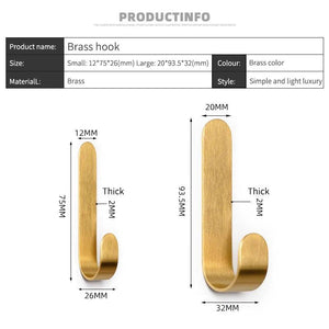 Bathroom Brass Wall Hook,Punch-free Sticky Hook for Kitchen Robe Towel Hook Wall Door Clothes Hook Furniture Harware