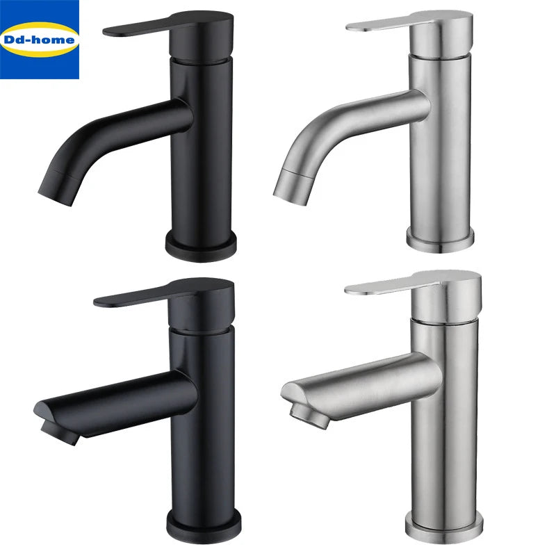 Grifo de baño grifo negro 304 grifo de fregadero de acero inoxidable lavabo mezclador caliente y frío agua accesorios de baño suministros