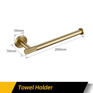 Bathroom Hardware Accessories Set Brushed Gold Knurled Brass Kit Towel Bar Ring Robe Hook Paper Holder Towel Ring Toilet Brush