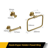 Bathroom Hardware Accessories Set Brushed Gold Knurled Brass Kit Towel Bar Ring Robe Hook Paper Holder Towel Ring Toilet Brush