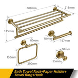 Bathroom Hardware Accessories Set Brushed Gold Knurled Brass Kit Towel Bar Ring Robe Hook Paper Holder Towel Ring Toilet Brush