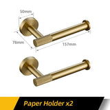 Bathroom Hardware Accessories Set Brushed Gold Knurled Brass Kit Towel Bar Ring Robe Hook Paper Holder Towel Ring Toilet Brush