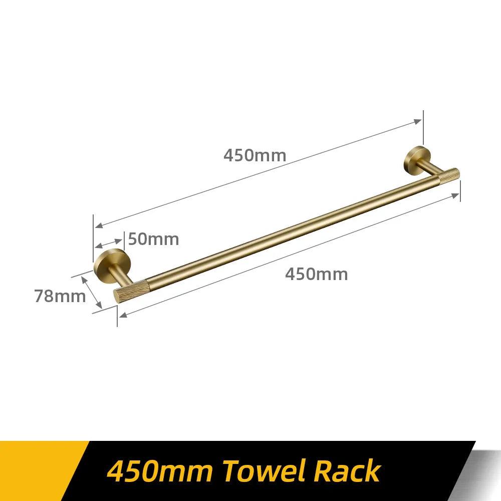 Bathroom Hardware Accessories Set Brushed Gold Knurled Brass Kit Towel Bar Ring Robe Hook Paper Holder Towel Ring Toilet Brush