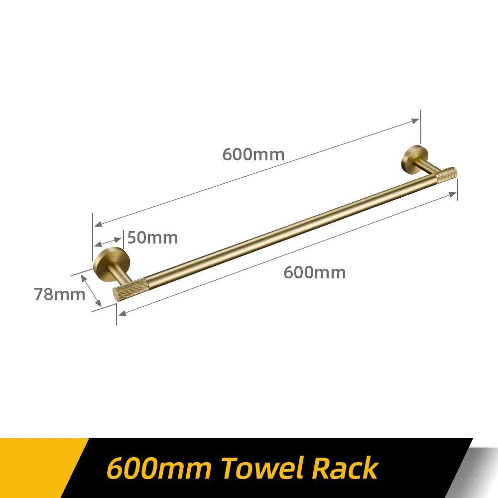 Bathroom Hardware Accessories Set Brushed Gold Knurled Brass Kit Towel Bar Ring Robe Hook Paper Holder Towel Ring Toilet Brush