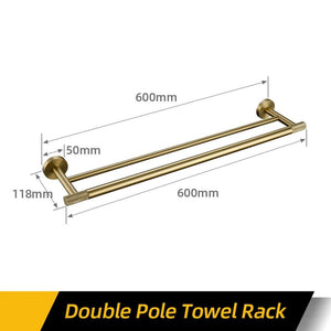 Bathroom Hardware Accessories Set Brushed Gold Knurled Brass Kit Towel Bar Ring Robe Hook Paper Holder Towel Ring Toilet Brush