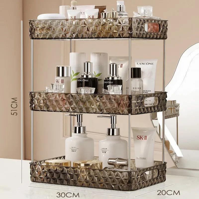 Bathroom Organizer Shelf Acrylic Makeup Storage Rack Large Capacity Skincare Cosmetic Liptick Home Holder New Free Shipping