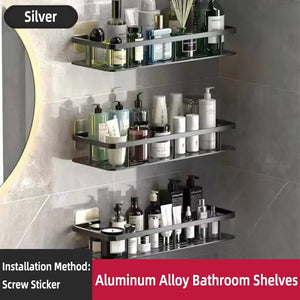 Bathroom Shelf Makeup Storage Organizer Aluminum Alloy Shampoo Rack Shower Shelf Bathroom Accessories No Drill Wall Shelf