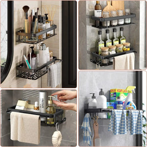 Bathroom Shelf Makeup Storage Organizer Aluminum Alloy Shampoo Rack Shower Shelf Bathroom Accessories No Drill Wall Shelf