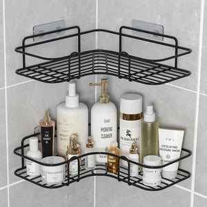 Bathroom Shelf Wall Mounted Corner Storage Shelves Shampoo Holder Cosmetic Rack Iron Shower Drain Basket Bathroom Organizer