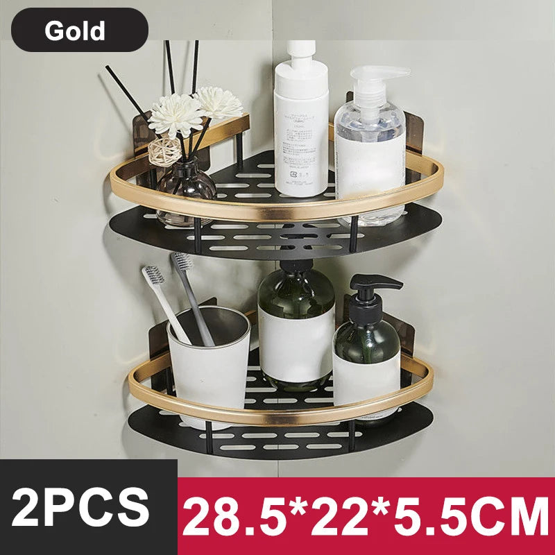 Bathroom Storage Wall Mount Shampoo Makeup Storage Holder Bathroom Accessories No Drilling Wall Shelf Shower Holder For WC