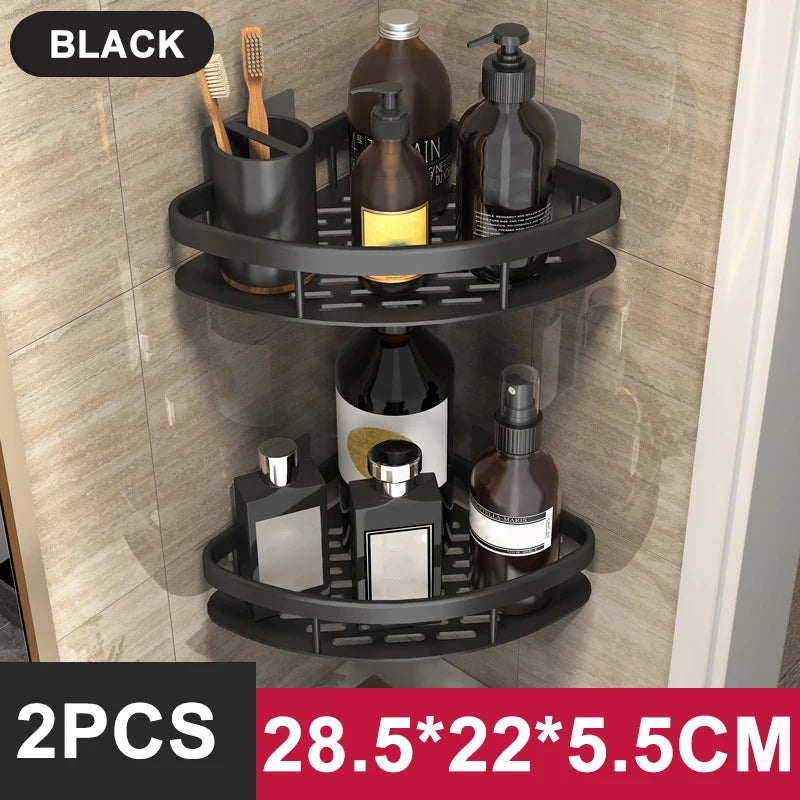 Bathroom Storage Wall Mount Shampoo Makeup Storage Holder Bathroom Accessories No Drilling Wall Shelf Shower Holder For WC