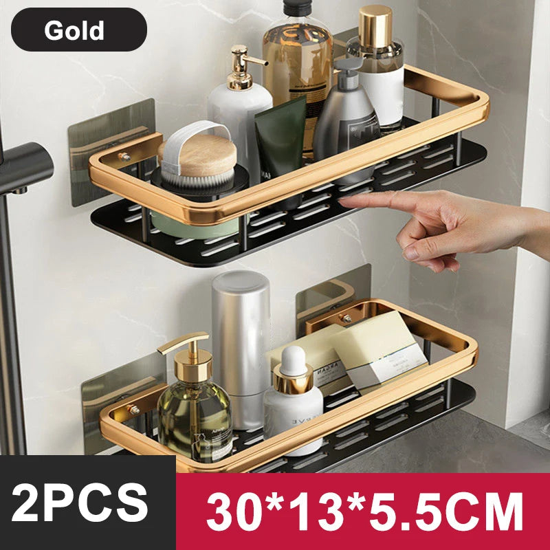 Bathroom Storage Wall Mount Shampoo Makeup Storage Holder Bathroom Accessories No Drilling Wall Shelf Shower Holder For WC