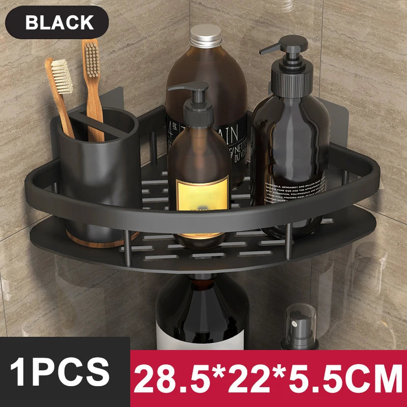 Bathroom Storage Wall Mount Shampoo Makeup Storage Holder Bathroom Accessories No Drilling Wall Shelf Shower Holder For WC