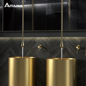 Bathroom creative ceiling water drop faucet all copper cold and hot washbasin faucet washbasin wall faucet