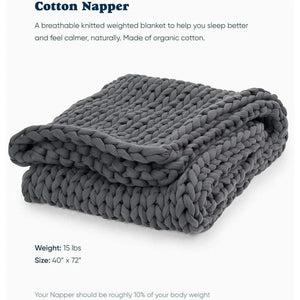 Bearaby Napper Organic Hand-Knit Weighted Blanket for Adults - Chunky Knit Blanket - Sustainable