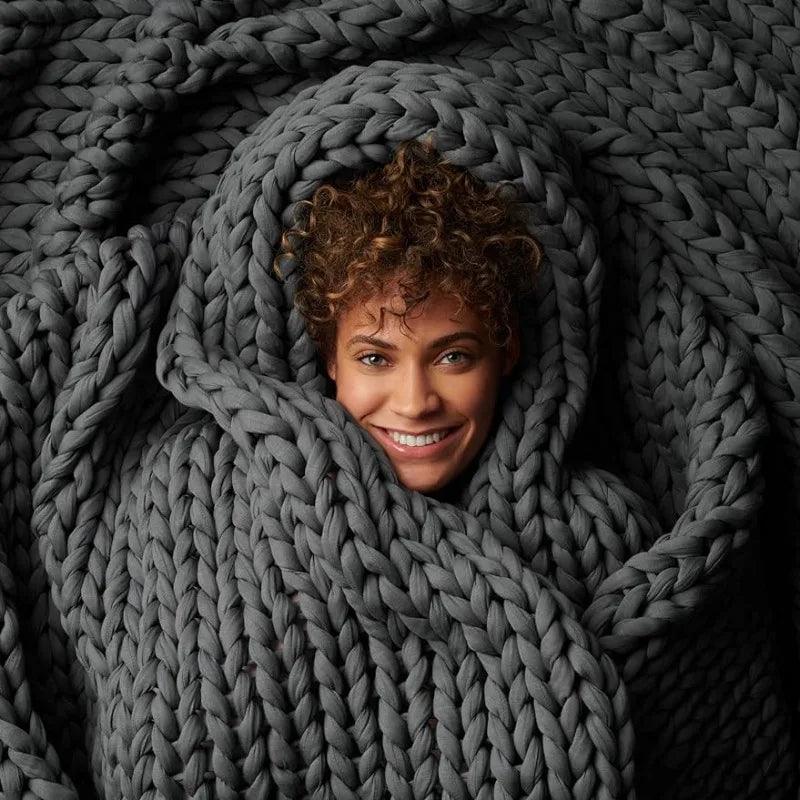 Bearaby Napper Organic Hand-Knit Weighted Blanket for Adults - Chunky Knit Blanket - Sustainable