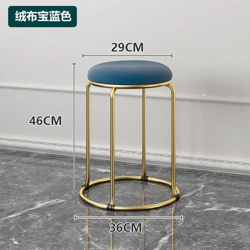 Beauty Salon Gold Luxury Velvet Dining Chair Bar Stool Dresser Dining Chair Low Stool Entrance Muebles Nordic Furniture YH