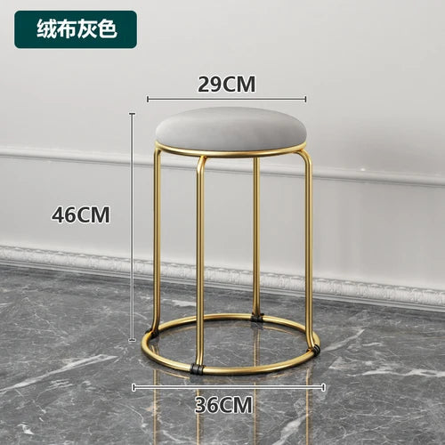 Beauty Salon Gold Luxury Velvet Dining Chair Bar Stool Dresser Dining Chair Low Stool Entrance Muebles Nordic Furniture YH