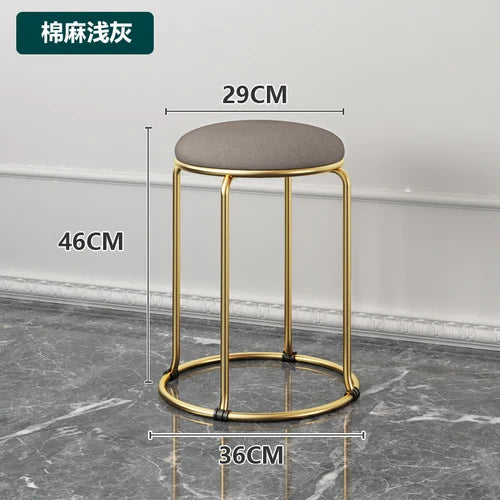 Beauty Salon Gold Luxury Velvet Dining Chair Bar Stool Dresser Dining Chair Low Stool Entrance Muebles Nordic Furniture YH