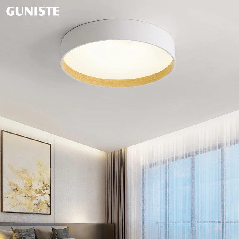 Bedroom lamp room master bedroom pot cover lamp log Japanese simple modern minimalist led ceiling lamp Nordic decorative lamp