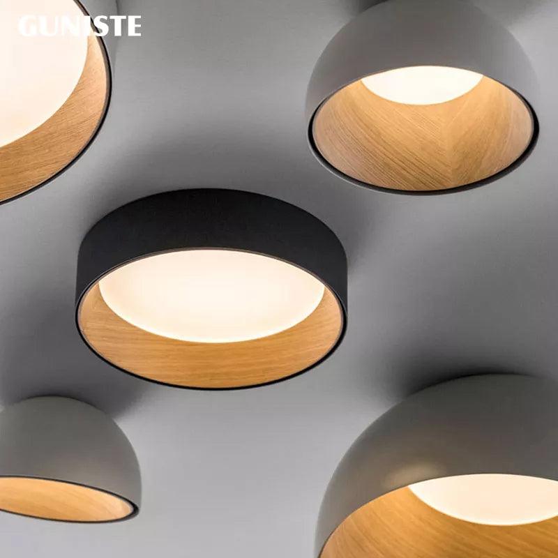 Bedroom lamp room master bedroom pot cover lamp log Japanese simple modern minimalist led ceiling lamp Nordic decorative lamp