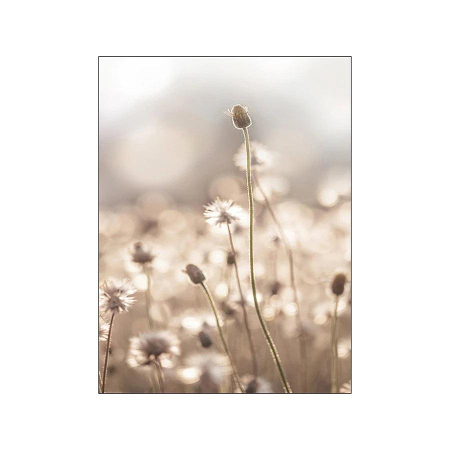 Beige Reed Dandelion Grass Cow Natural Wall Art Canvas Painting Nordic Posters And Prints Wall Pictures For Living Room Decor