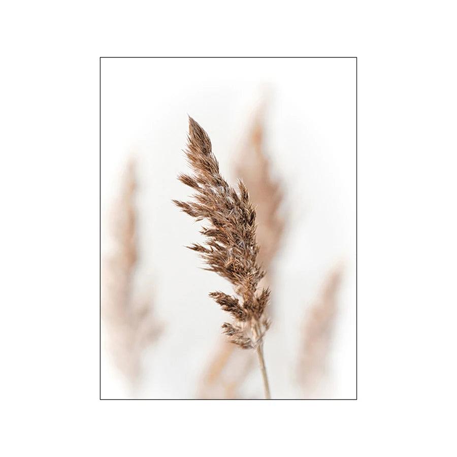 Beige Reed Dandelion Grass Cow Natural Wall Art Canvas Painting Nordic Posters And Prints Wall Pictures For Living Room Decor