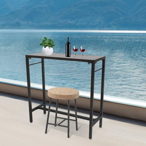 Black Bar Table 47/39'' Tall Patio Table Pub Height Dining Table Rectangle Kitchen Industrial Metal Bar Table Patio Balcony