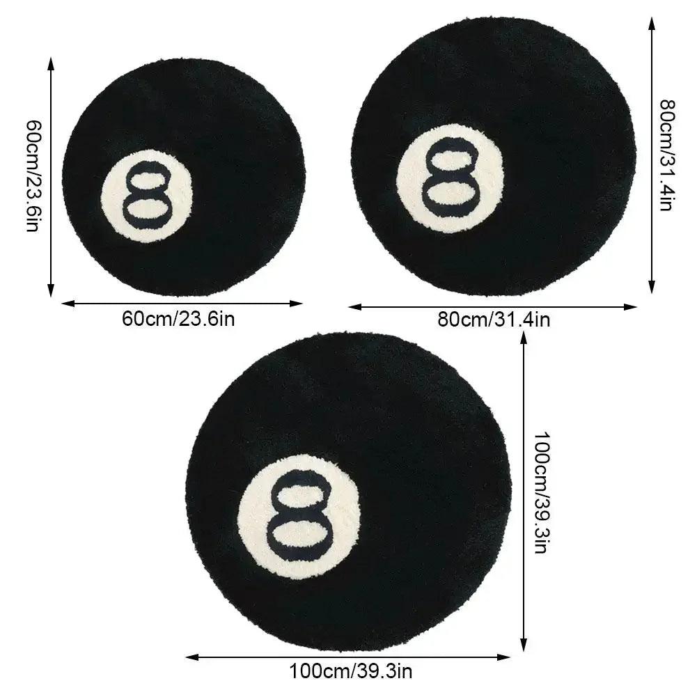 Black Simulation Billiards 8 Ball Round Flocking Carpet Bedroom Living Room Plush Rug Bathroom Anti-slip Floor Mat Home Decor