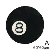 Black Simulation Billiards 8 Ball Round Flocking Carpet Bedroom Living Room Plush Rug Bathroom Anti-slip Floor Mat Home Decor